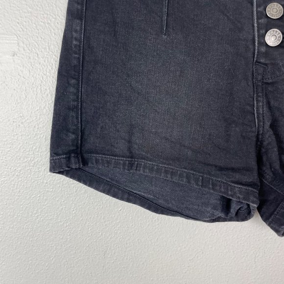 Express Woman's Sz 2 Shortie High Rise Exposed Button Fly High Rise Denim Shorts - Picture 3 of 8